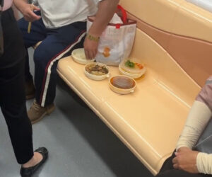 Man Enjoys Three-Course Meal During Free Travel Day On Underground