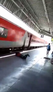 Read more about the article Clumsy Youth Falls From Speeding Train Onto Railway Platform