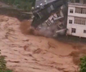 Rain-Swollen River Washed Away Three-Storey House