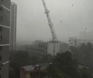 Huge Tower Is Toppled By Storm In China