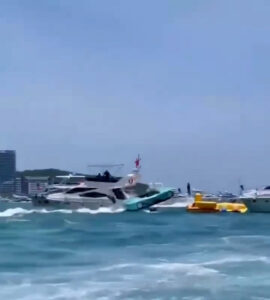 Read more about the article Unmanned Speed Boat Goes Out Of Control And Crashes Into Several Yachts At Sea