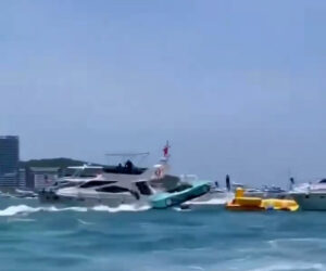 Unmanned Speed Boat Goes Out Of Control And Crashes Into Several Yachts At Sea