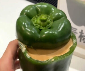Coffee Shop Serves Latte Inside Green Bell Peppers