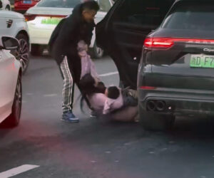 Angry Husband Drags Wife And Young Son Out Of Family Porsche In The Middle Of The Street